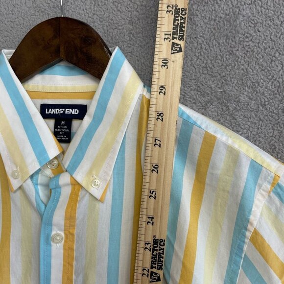 NWOT LANDS' END Men's Lands' End Traditional Fit Striped Short sleeve Button dow - Picture 3 of 7